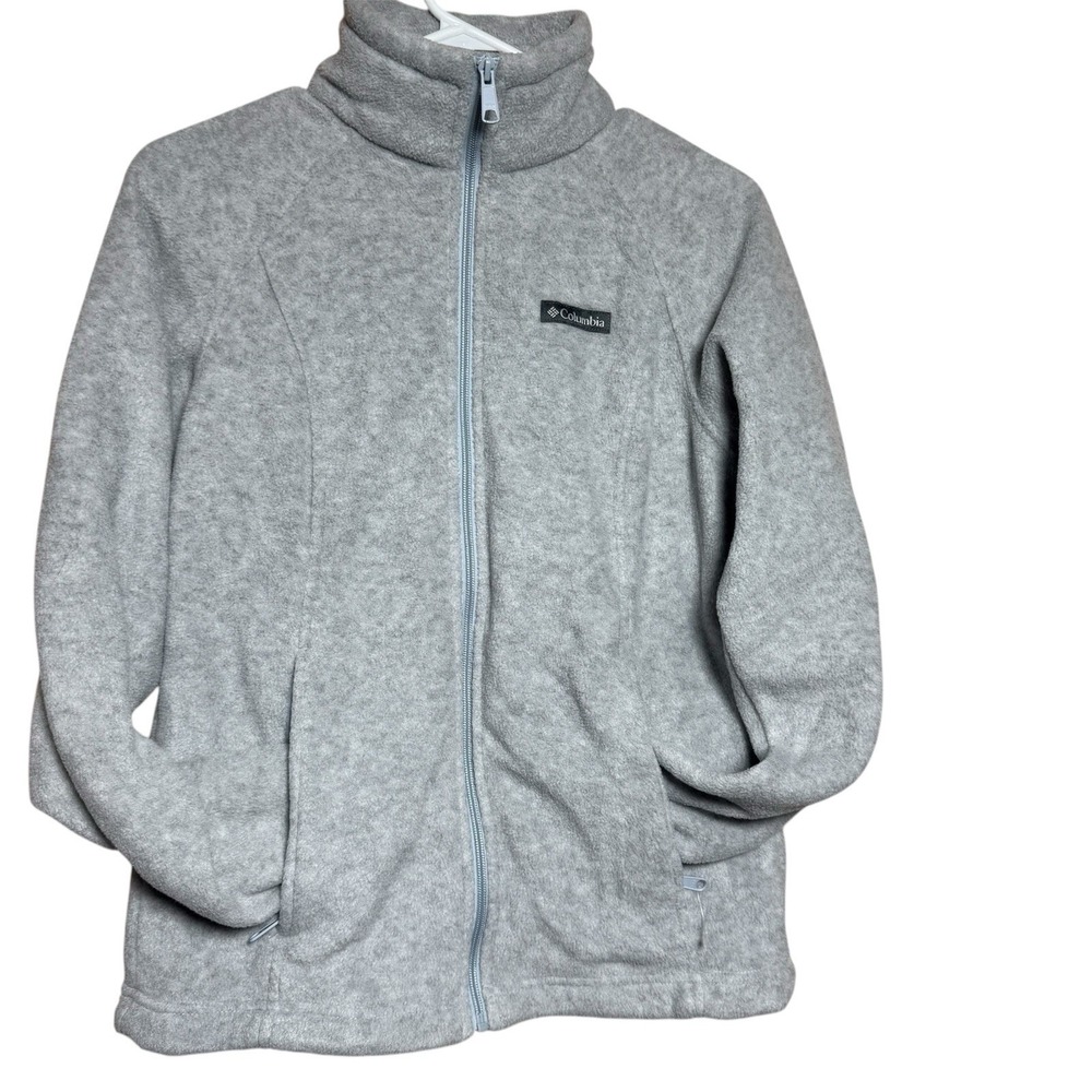 Columbia Fleece Jacket Womens Medium Gray Excellent Full Zip Soft Outdoor